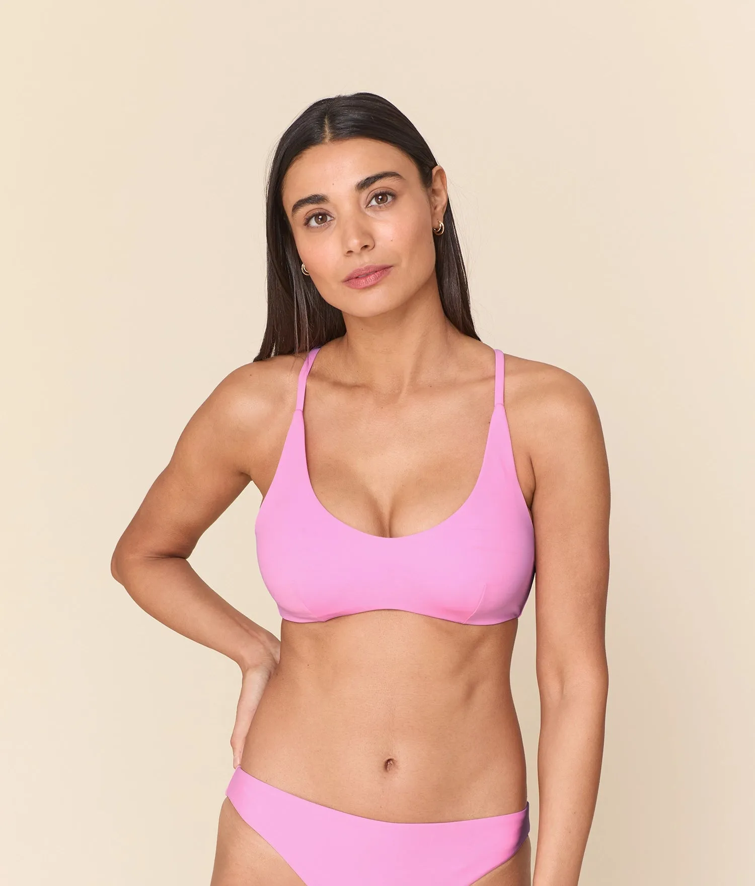 The Essex Bikini Top - Eco Nylon - Rosebloom sold by Andie