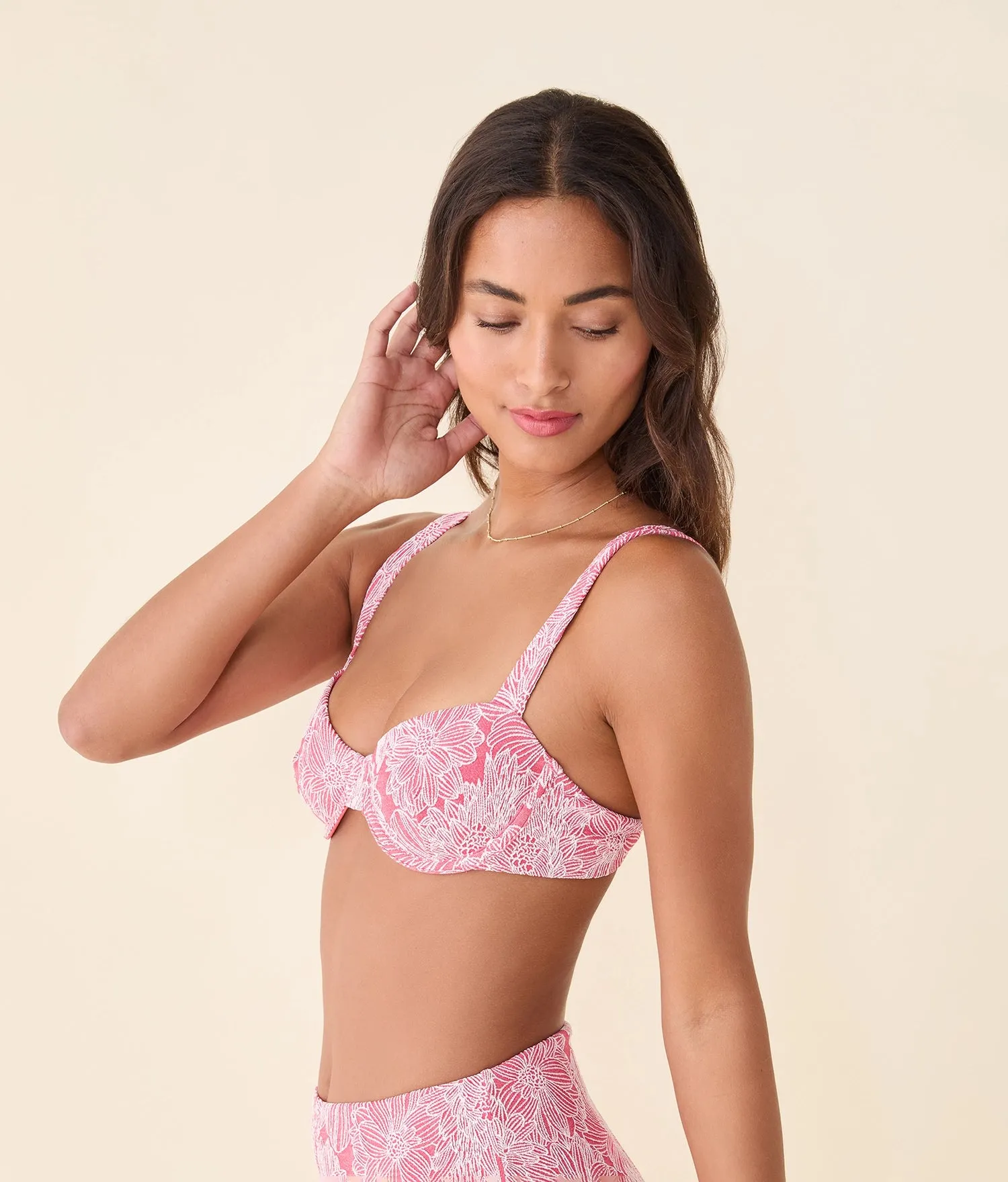 The Dorset Bikini Top - Garden Jacquard - Peachy sold by Andie product image thumbnail 3