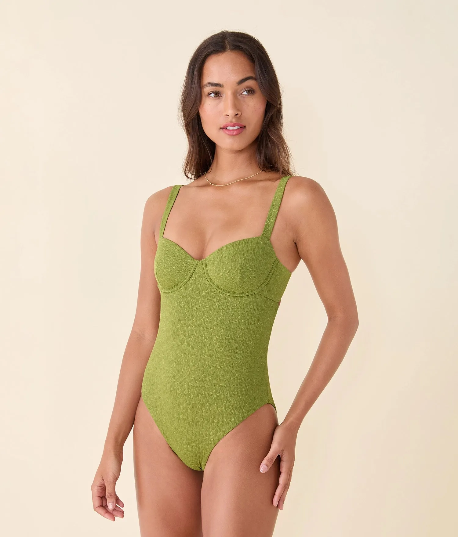 The Dorset One Piece - Garden Jacquard - Peachy - Long Torso sold by Andie