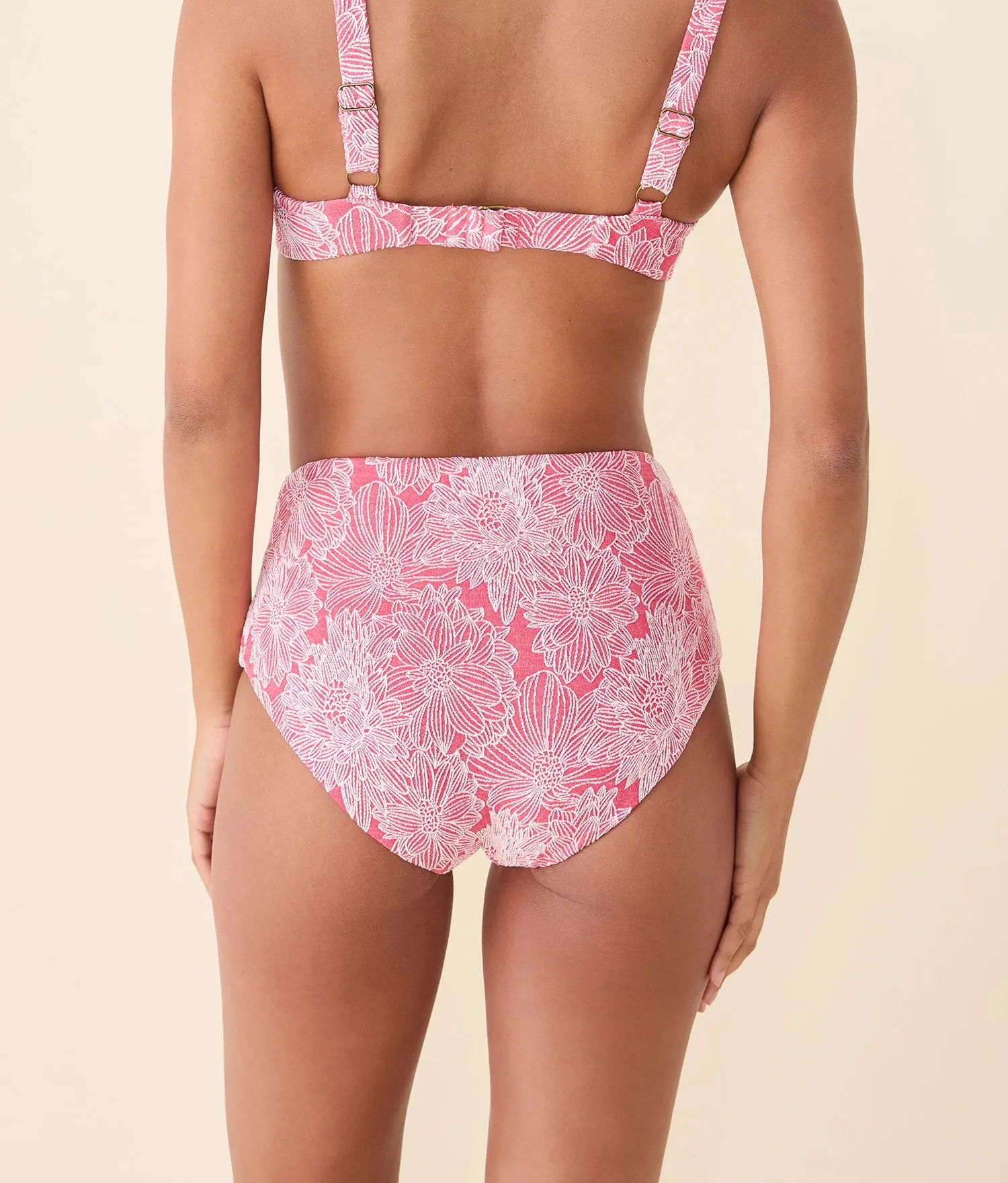 The High Waist Bikini Bottom - Garden Jacquard - Peachy sold by Andie product image thumbnail 3