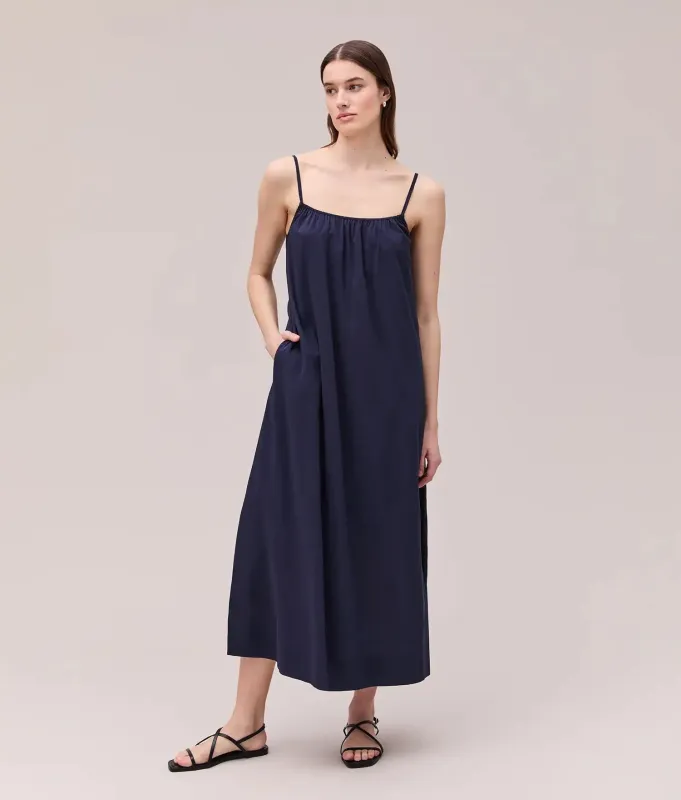 Womens Breezy Cotton Dress - Light Cotton Blend - Evening Blue made by Richer Poorer