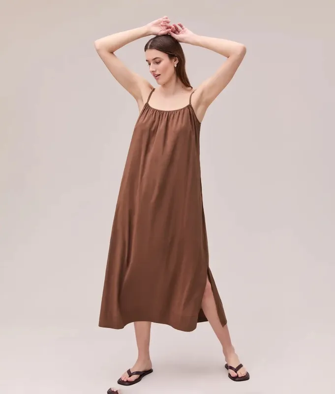 Womens Breezy Cotton Dress - Light Cotton Blend - Brunette made by Richer Poorer