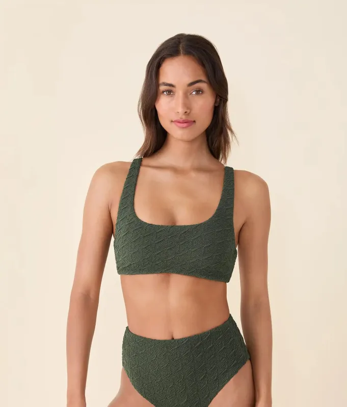 The Devon Bikini Top - Textured Geo - Thyme made by Andie