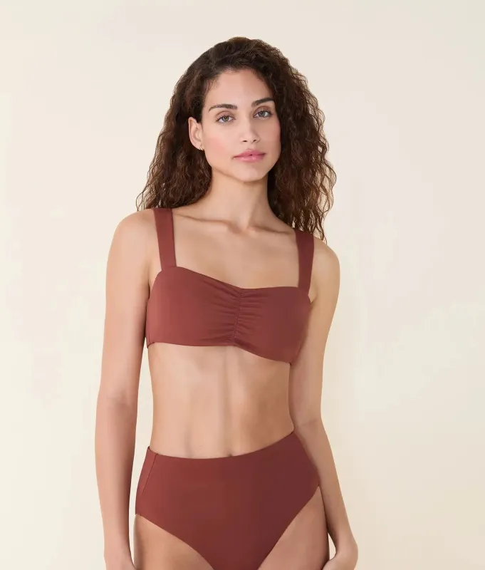 The Sahara Bikini Top - Eco Nylon - Caramel made by Andie