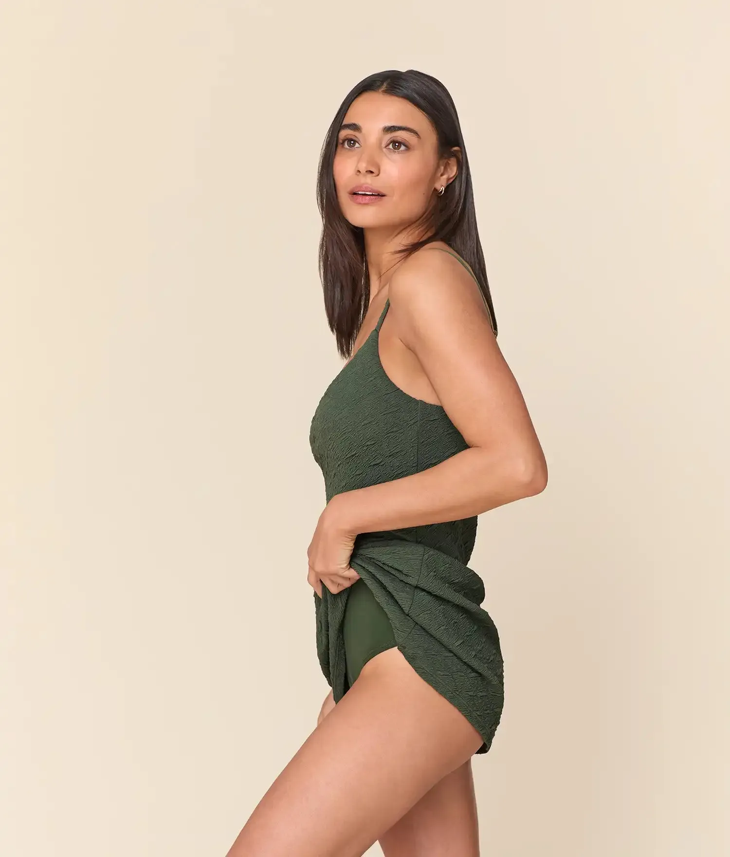 The Amalfi Swim Dress - Textured Geo - Thyme - Long Torso sold by Andie product image thumbnail 4