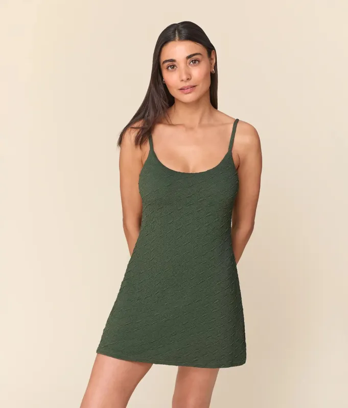 The Amalfi Swim Dress - Textured Geo - Thyme - Classic made by Andie