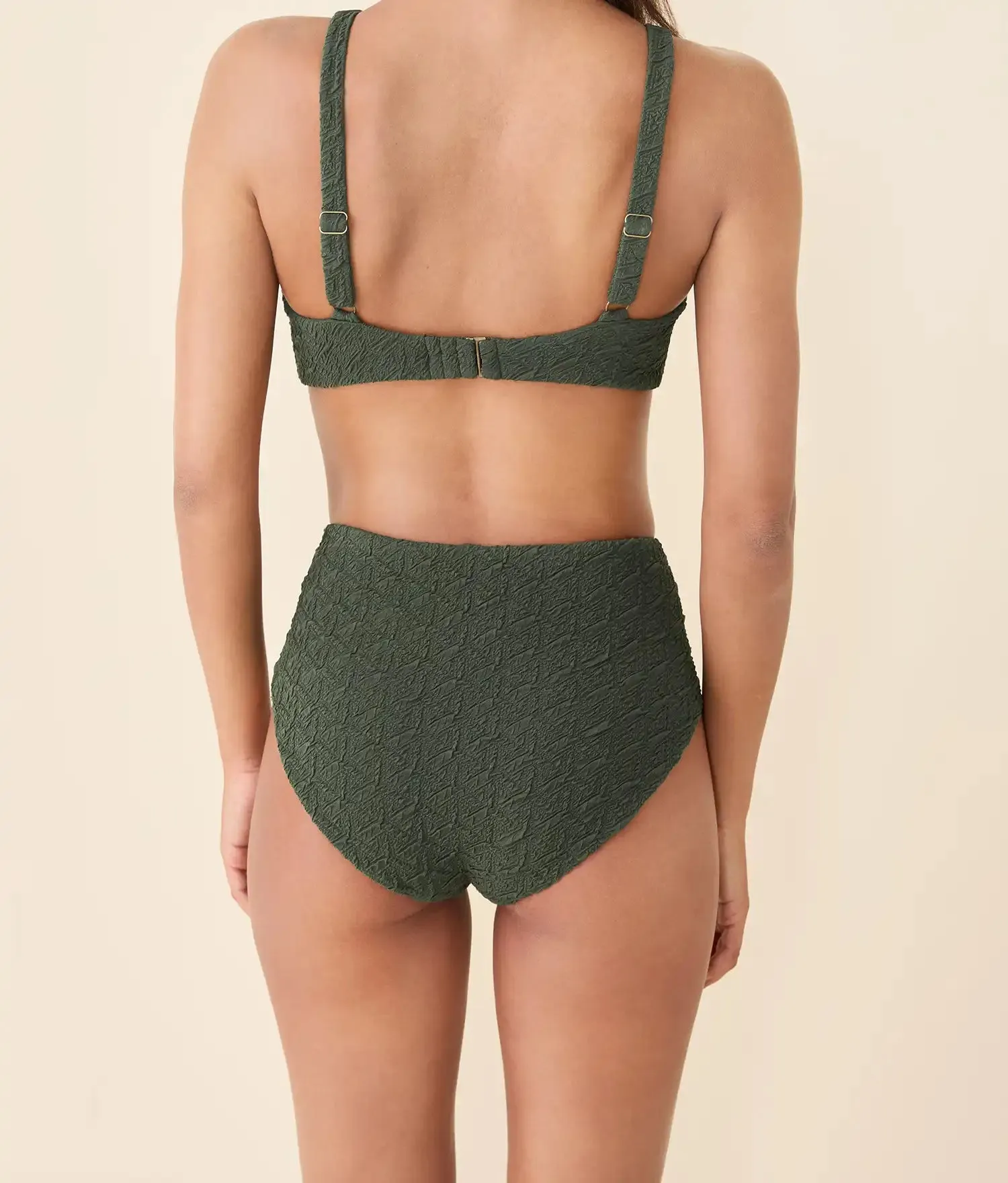 The High Rise Bikini Bottom - Textured Geo - Thyme sold by Andie product image thumbnail 2