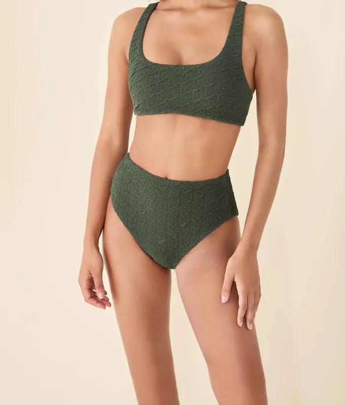 The High Rise Bikini Bottom - Textured Geo - Thyme made by Andie