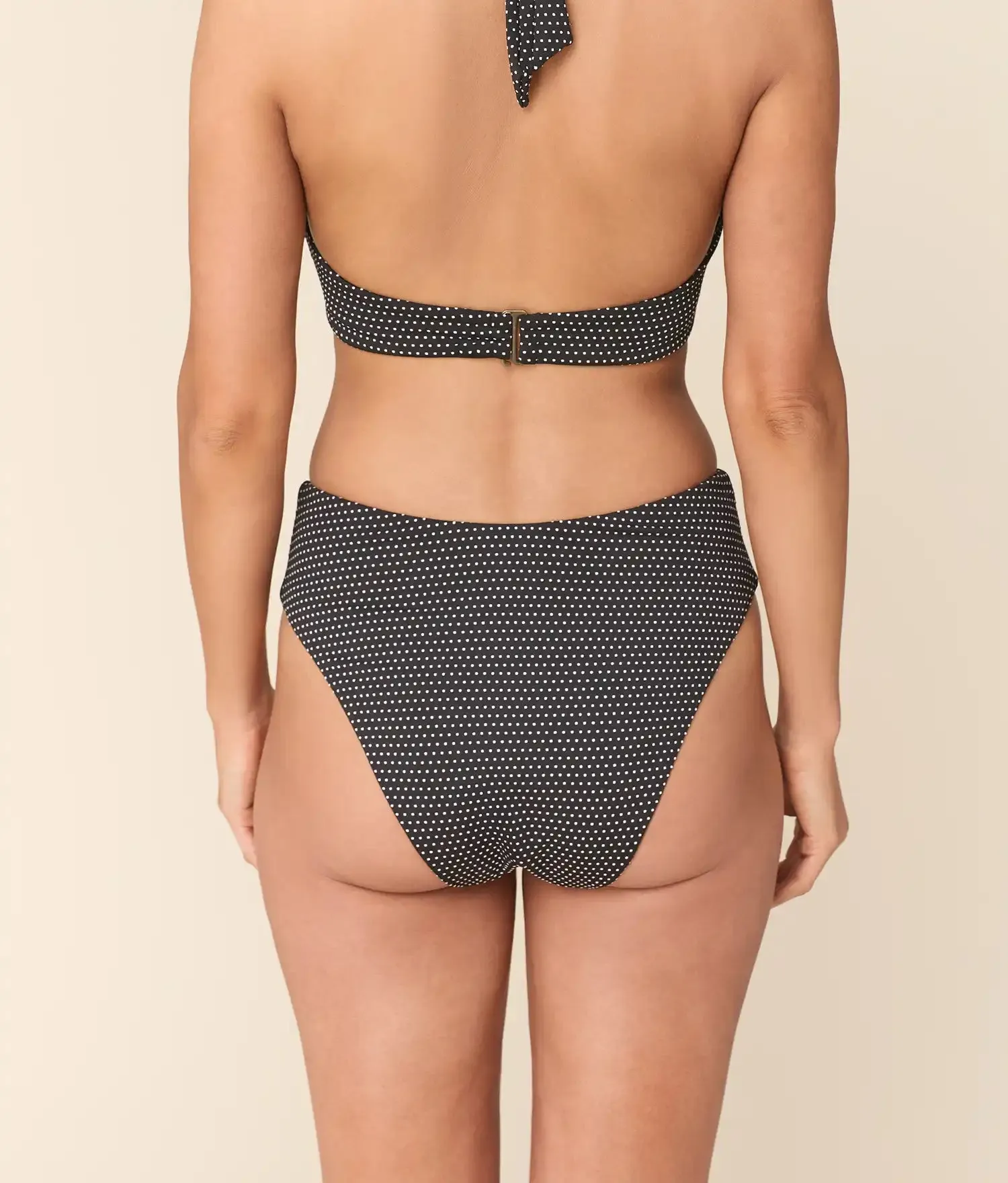 The 90s High Waist Bikini Bottom - Polka Dot - Black Dot sold by Andie product image thumbnail 2