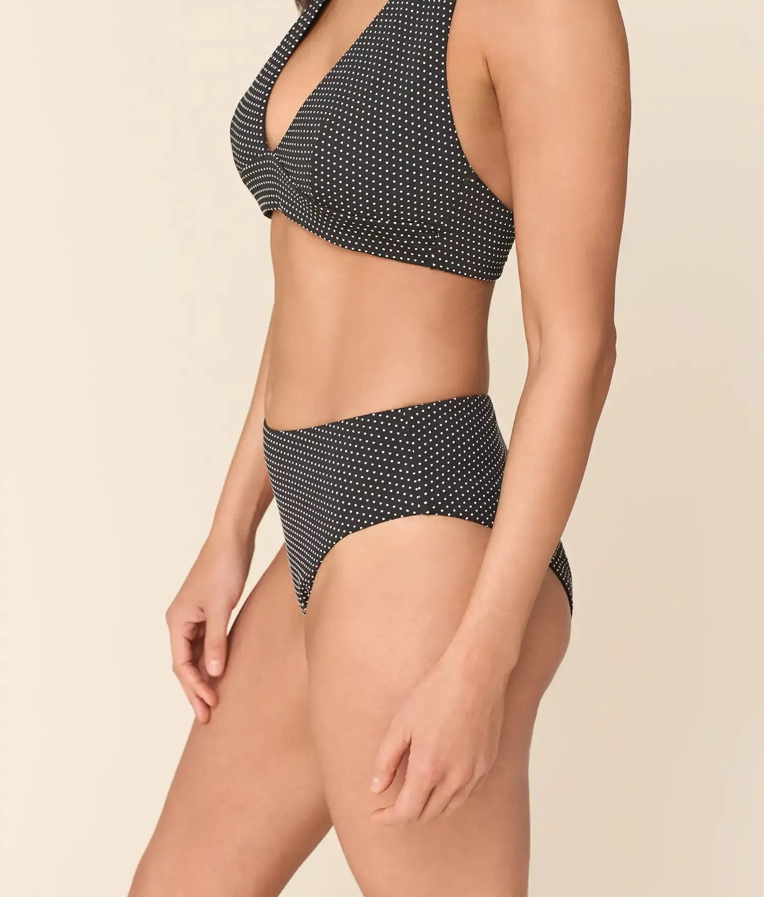 The 90s High Waist Bikini Bottom - Polka Dot - Black Dot sold by Andie product image thumbnail 3