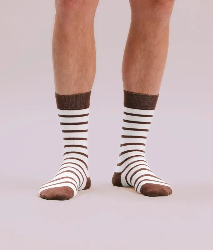 Mens Crew Sock - Cotton Blend - Mustang Comi Stripe made by Richer Poorer