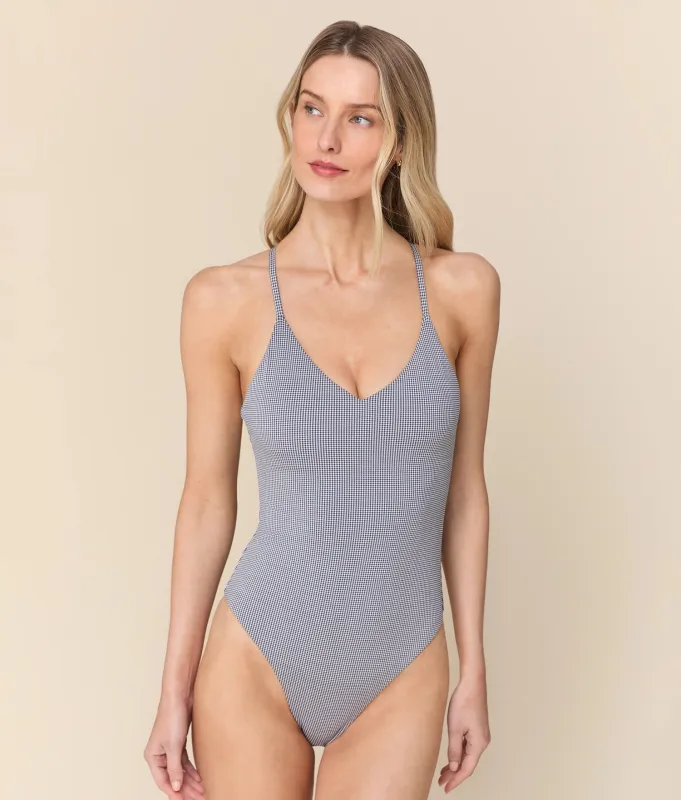 The Palermo One Piece - Micro Gingham - Juniper - Long Torso made by Andie