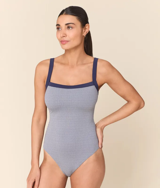 The Davenport One Piece - Micro Gingham - Juniper - Long Torso made by Andie