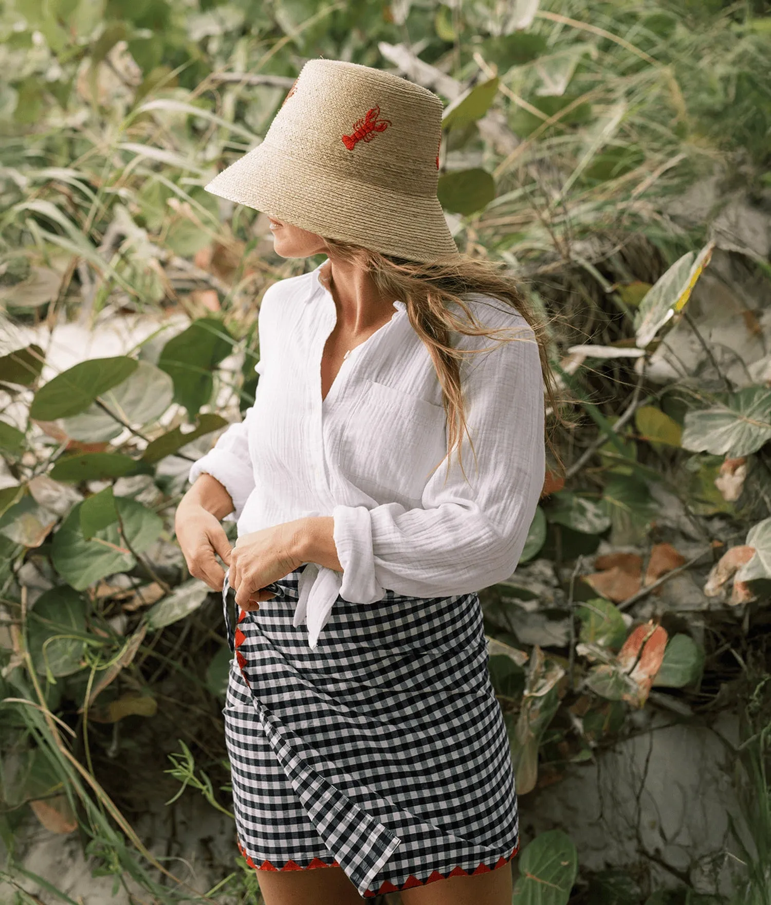 Navy Gingham Marina Sarong sold by Andie product image thumbnail 4