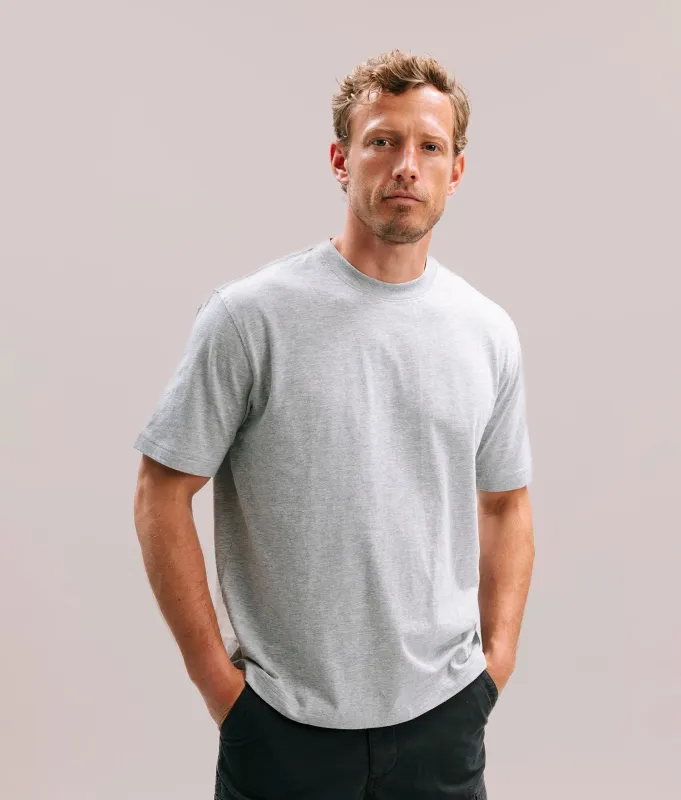 Mens Relaxed Short Sleeve Tee - Pigment Dye Jersey - Heather Grey made by Richer Poorer
