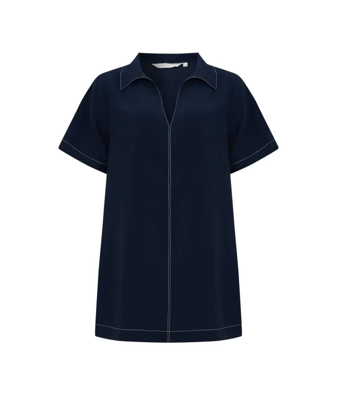 Mae Popover Mini Dress - Navy made by Andie