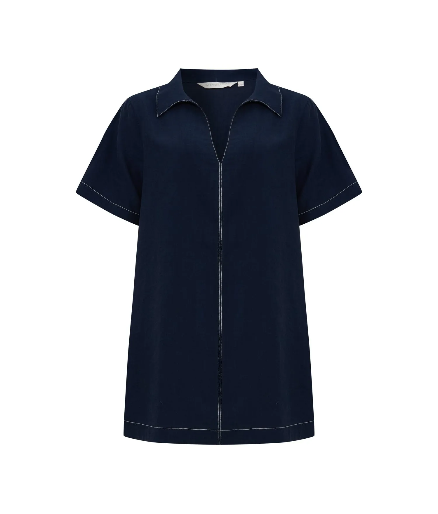Mae Popover Mini Dress - Navy sold by Andie
