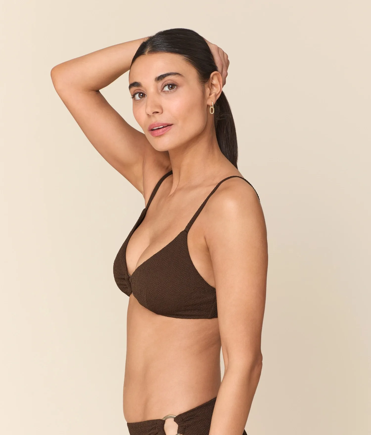 The Bonita Bikini Top - Seersucker Wave - Walnut sold by Andie product image thumbnail 3