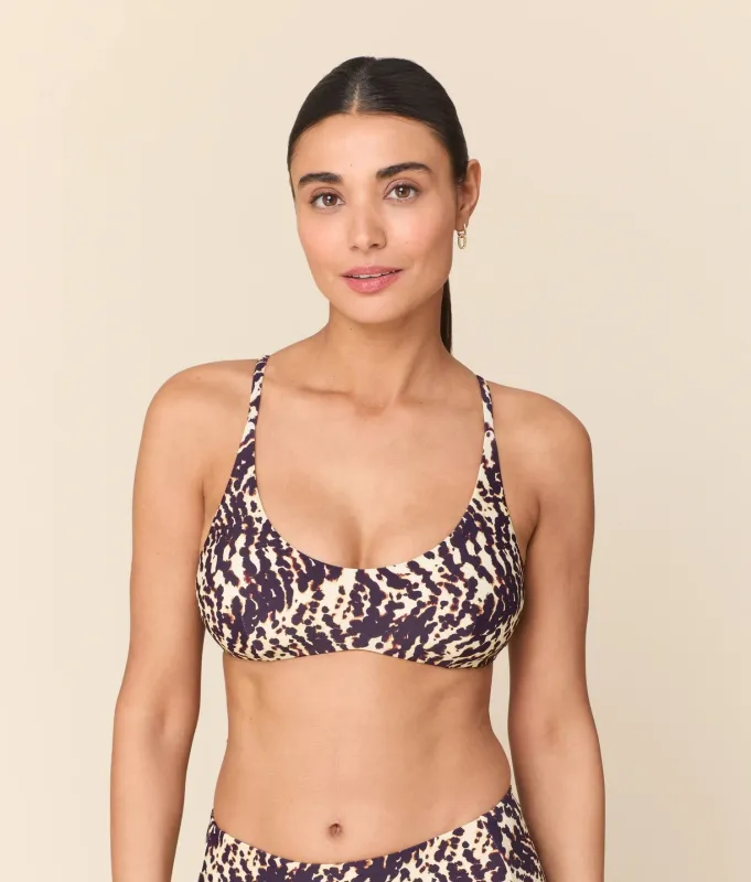 The Essex Bikini Top - Eco Nylon - Spotted Leopard made by Andie