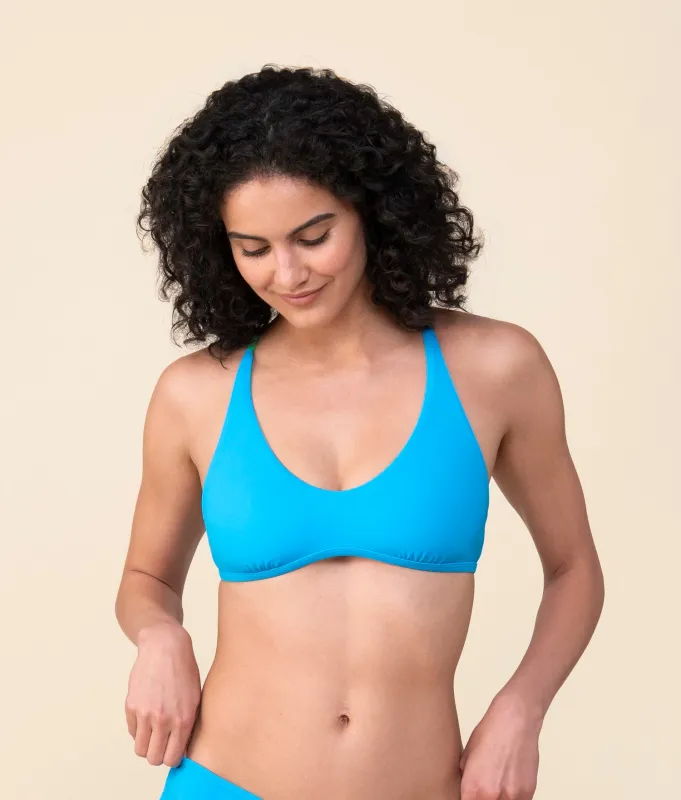 The Valencia Top - Eco Nylon - Blue Multi made by Andie