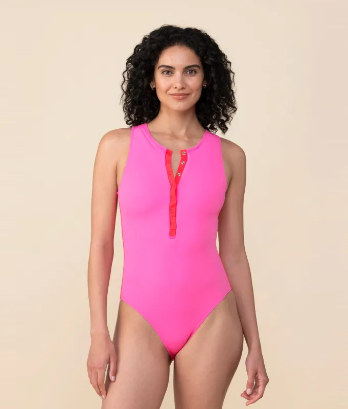The Malibu One Piece - Eco Nylon - Pink Multi - Classic made by Andie