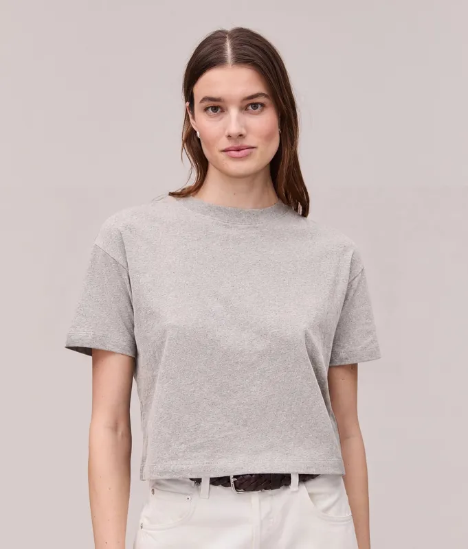Womens Vintage Jersey Oversized Crop - Recycled Cotton Jersey - Heather Grey made by Richer Poorer