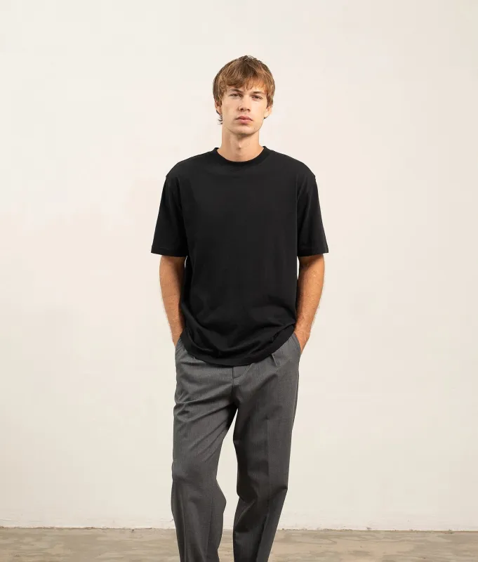 Mens Relaxed Short Sleeve Tee - Reactive Dye Jersey - Black made by Richer Poorer
