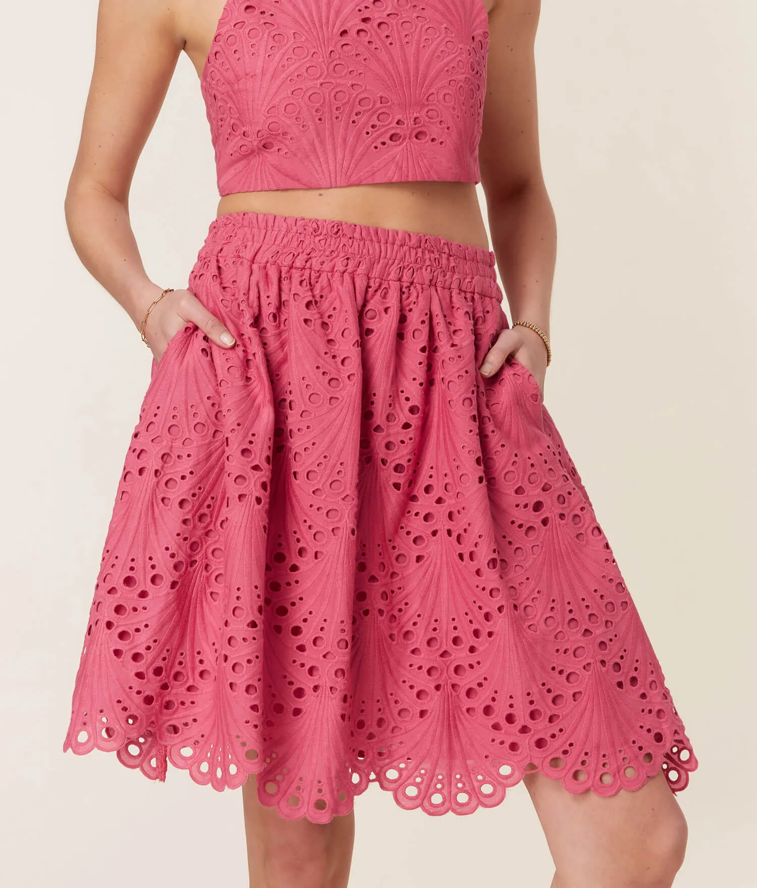 The Mona Skirt - Eyelet - Rosette sold by Andie