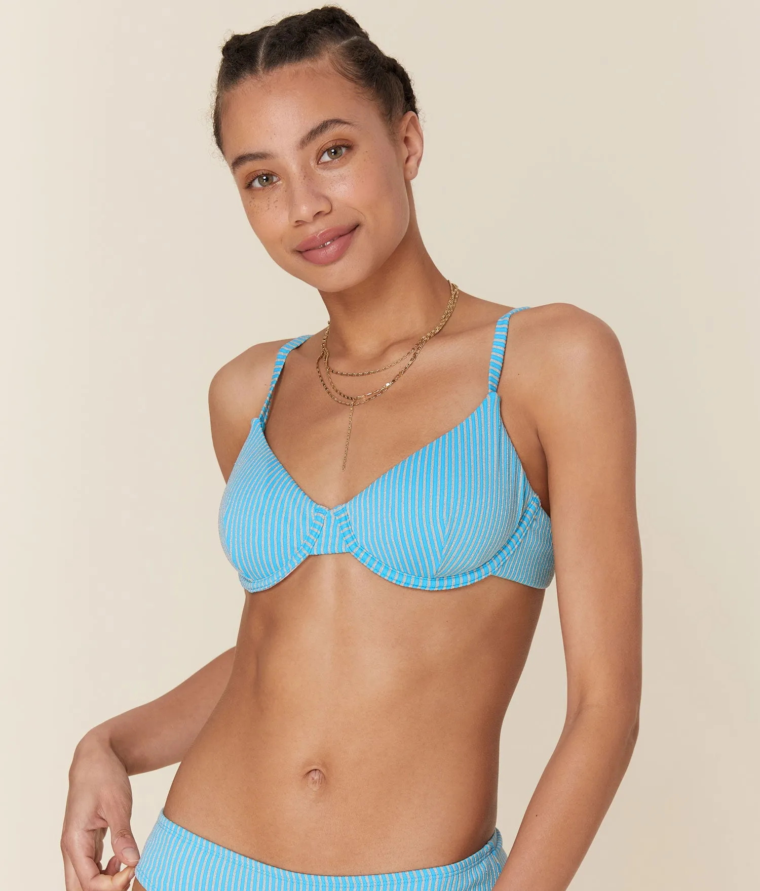 The Bermuda - Top - Gold Stripe - Splash sold by Andie