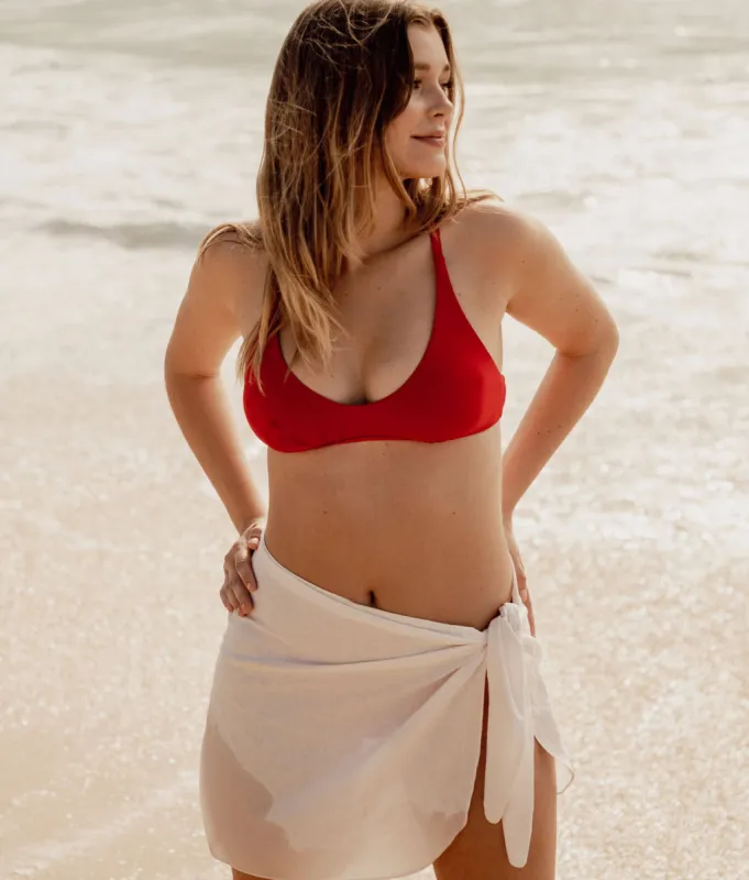 The Valencia Bikini Top - Flat - Cherry Red sold by Andie