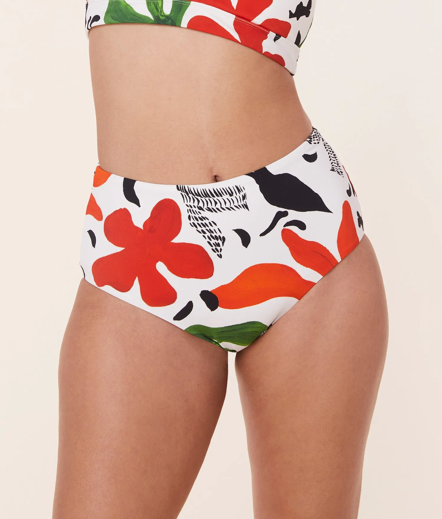 M.M.LaFleur High Waisted Bottom - Eco Nylon - Abstract Floral sold by Andie