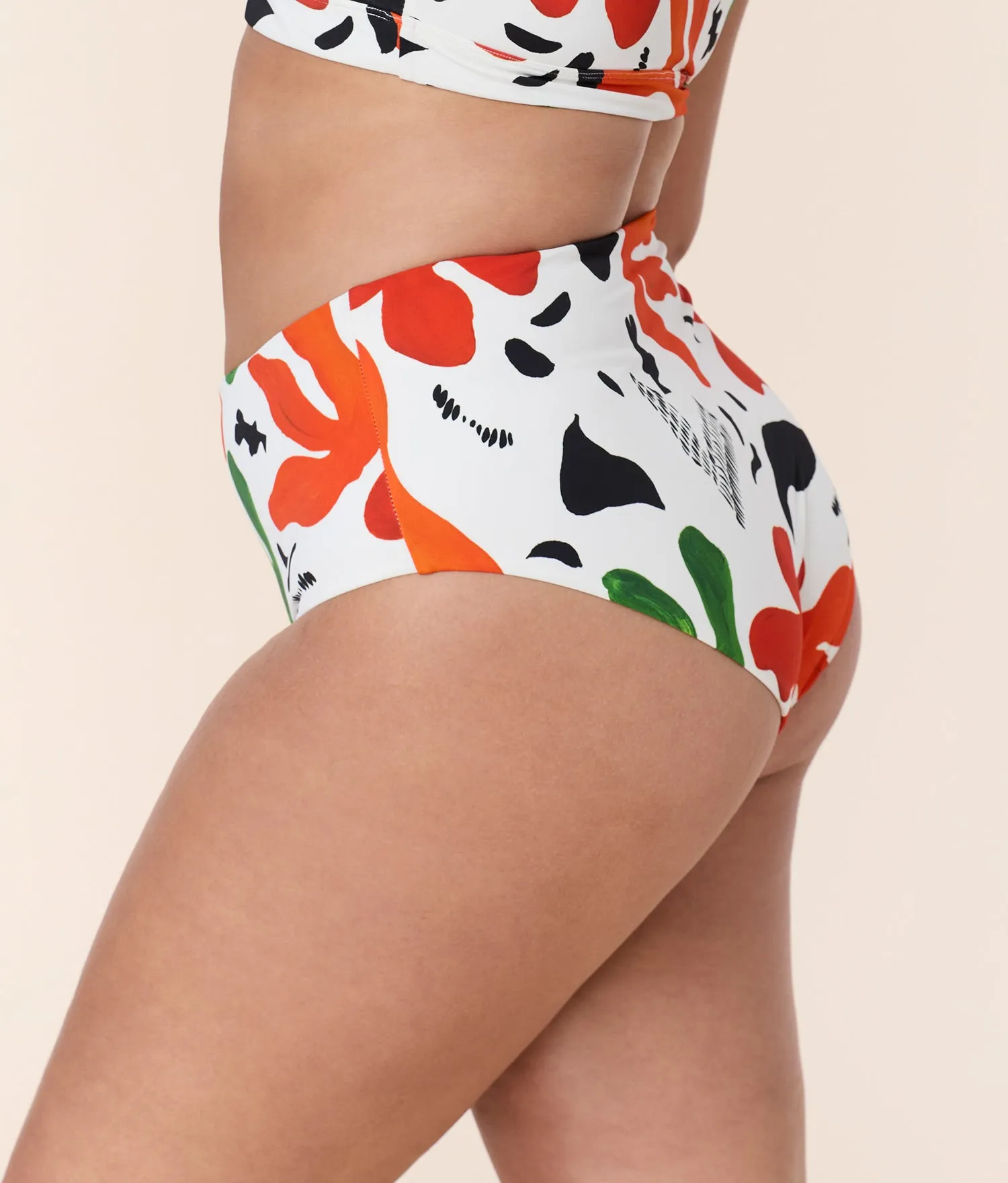 M.M.LaFleur High Waisted Bottom - Eco Nylon - Abstract Floral sold by Andie product image thumbnail 4