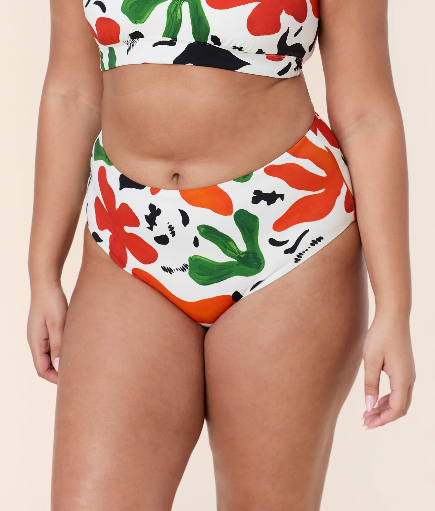 M.M.LaFleur High Waisted Bottom - Eco Nylon - Abstract Floral sold by Andie product image thumbnail 3