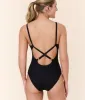 The Crane One Piece - Eco Ribbed - Black - Long Torso sold by Andie