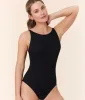 The Crane One Piece - Eco Ribbed - Black - Long Torso sold by Andie