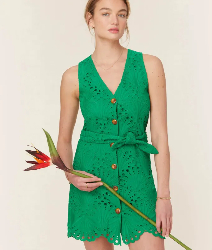 The Navarino Dress - Eyelet - Emerald made by Andie