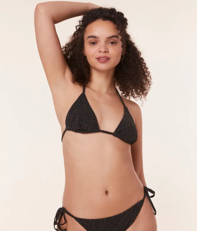 The String Bikini Top - Lurex Rib - Black sold by Andie