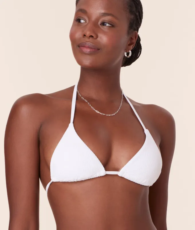 The String Bikini Top - Eco Ribbed - White sold by Andie