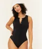 The Malibu One Piece - Eco Nylon - Black - Long Torso sold by Andie