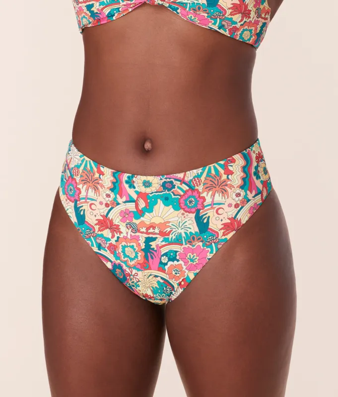 The 90s High Waist Bikini Bottom - Eco Nylon - Summer Groove sold by Andie