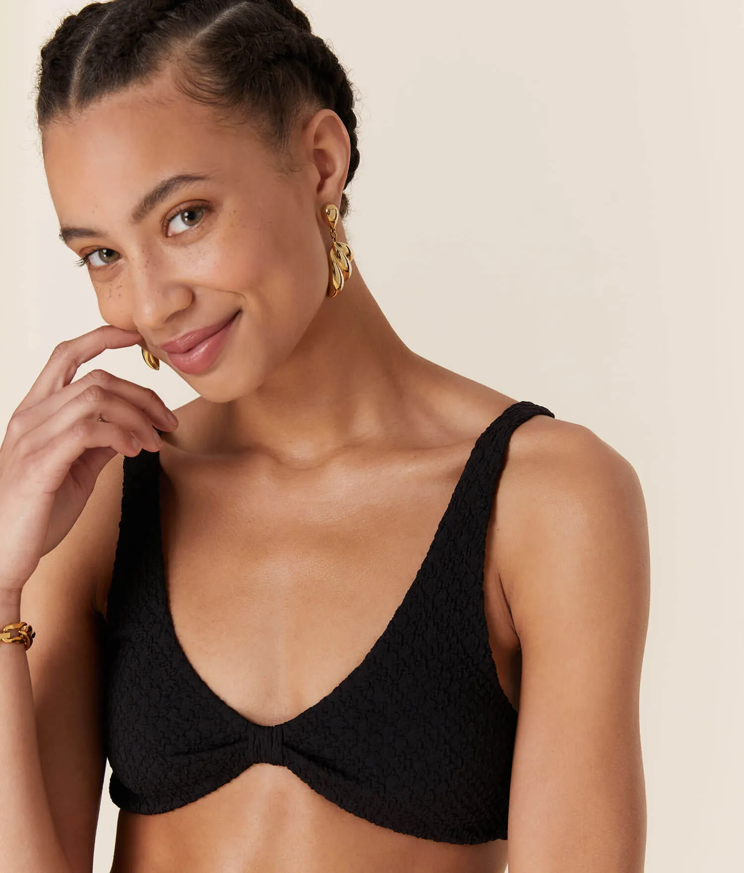 The Amor Bikini - Top - Popcorn - Black sold by Andie