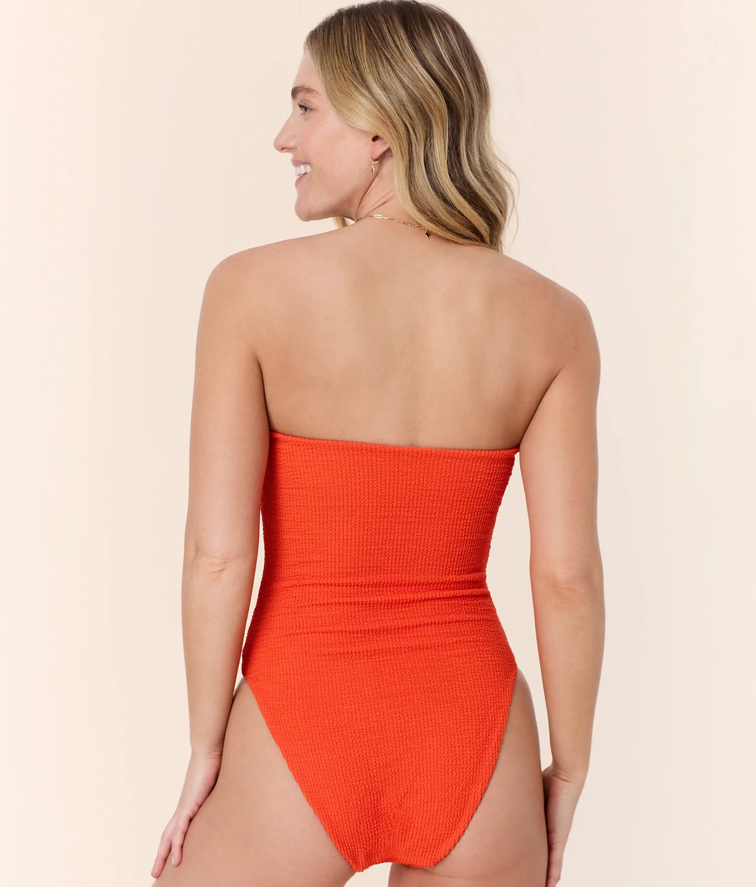 The Kauai One Piece - Seersucker - Vermillion - Classic sold by Andie product image thumbnail 2