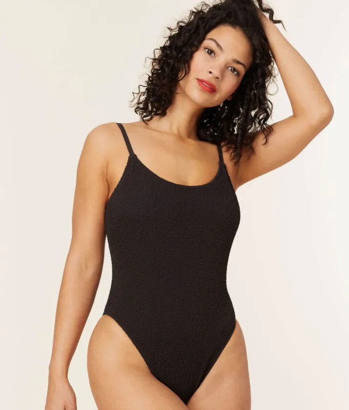 The Laguna One Piece - Popcorn - Black - Long Torso sold by Andie