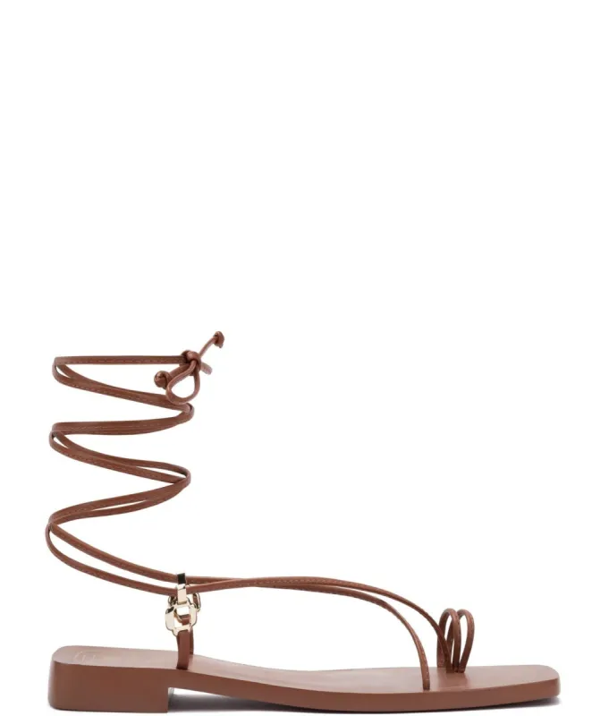 Portofino Flat Sandal In Caramel Leather sold by Andie