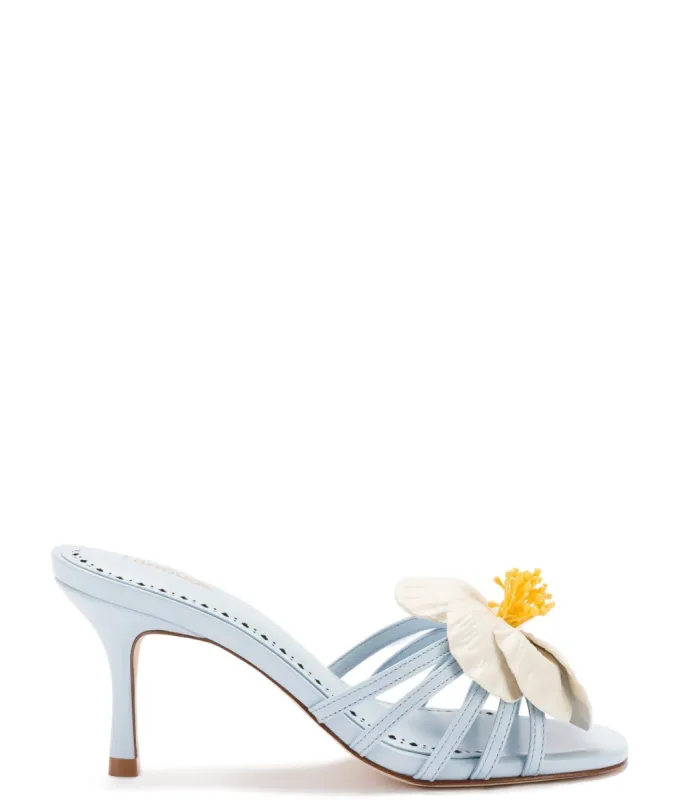 Magnolia Mule In Cerulean Blue Leather sold by Andie