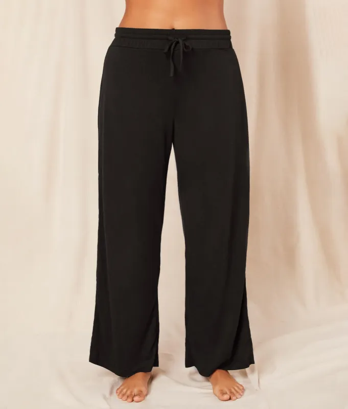 The Wide Leg Pant - Bamboo Jersey - Black sold by Andie