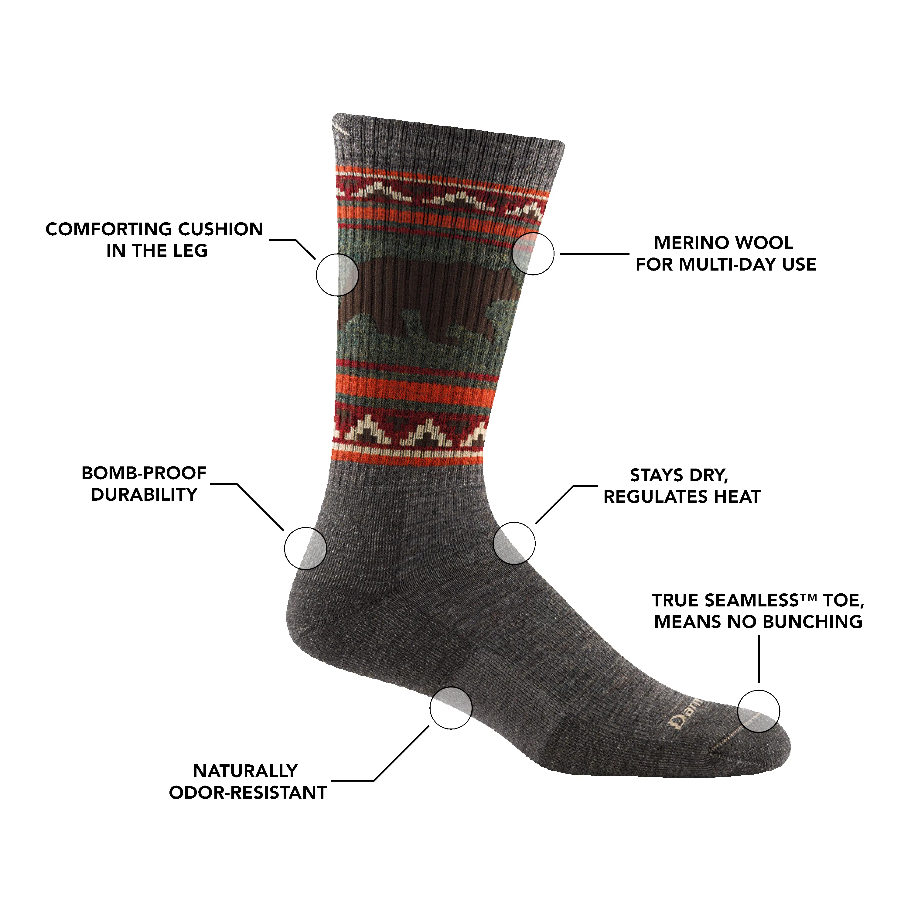Men's VanGrizzle Boot Midweight Hiking Sock - Last Chance sold by Darn Tough Vermont product image thumbnail 4