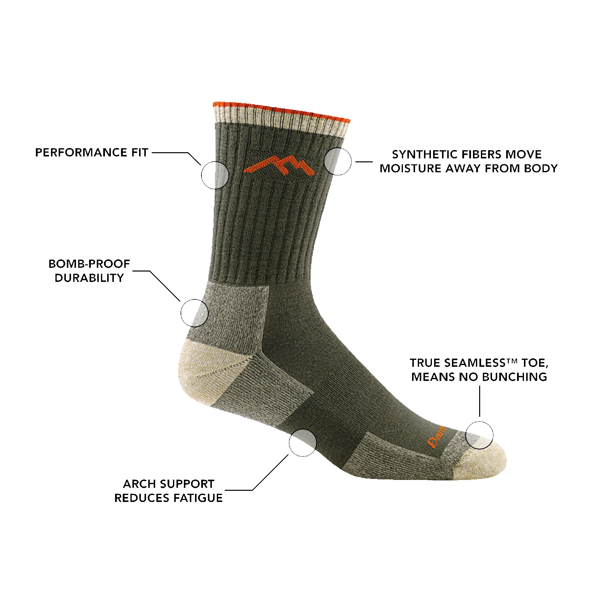 Men's Coolmax® Hiker Micro Crew Midweight Hiking Sock sold by Darn Tough Vermont product image thumbnail 5