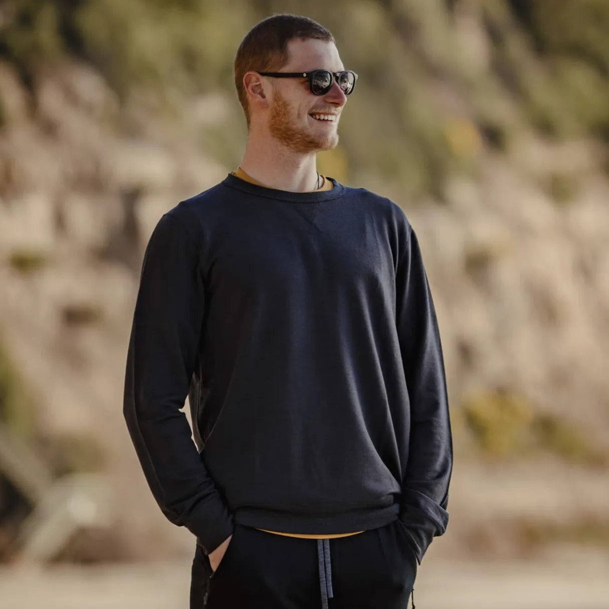 Men's Natural Tencel Merino Wool Crew Sweatshirt sold by Ridge Merino product image thumbnail 3