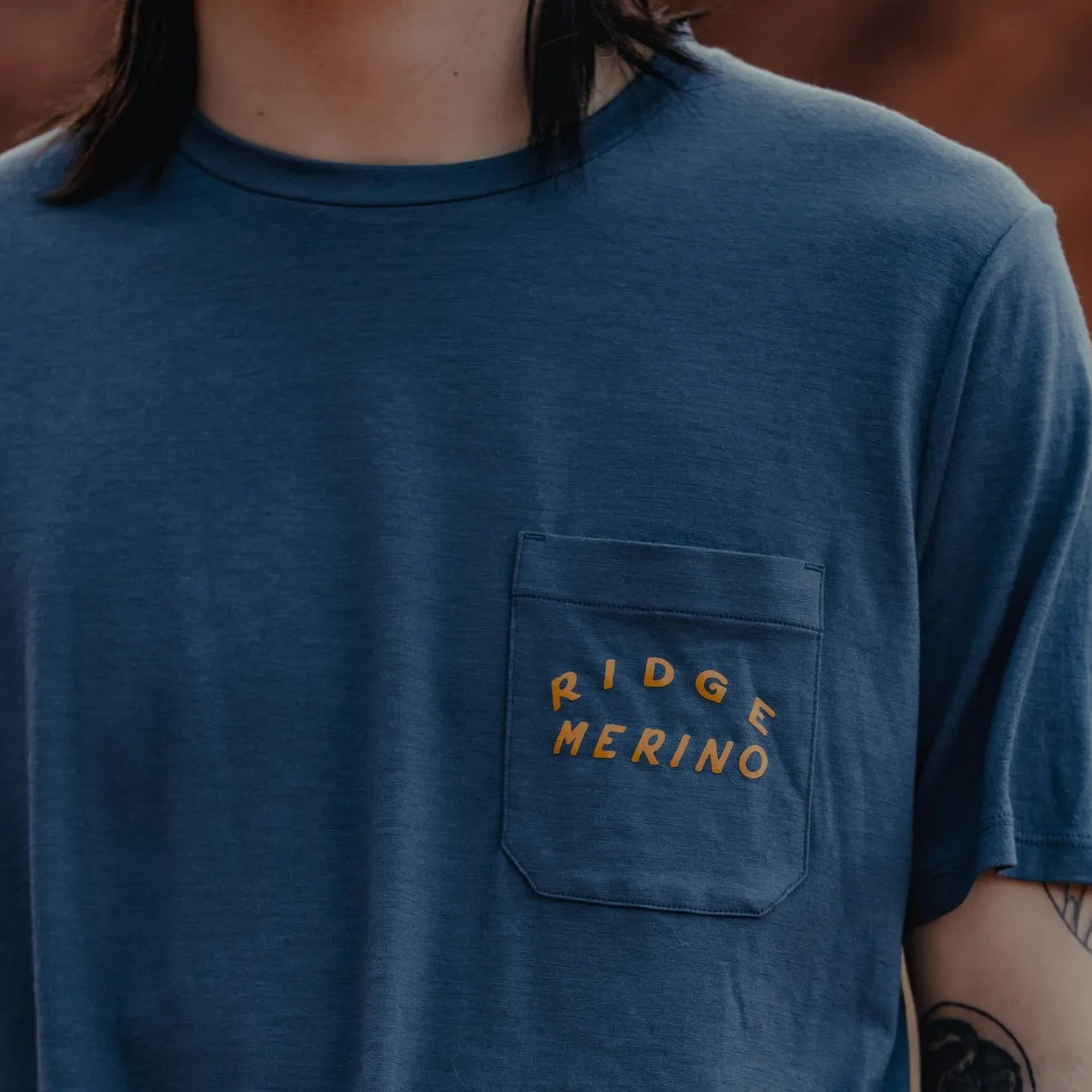 Men's Journey Merino Wool Pocket Tee - Ridge Vintage Indigo sold by Ridge Merino product image thumbnail 4